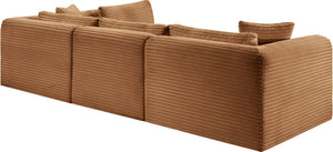 Meridian Furniture Shaggy Corduroy Performance Fabric Modular Sectional Plush Foam Four Piece Living Room 641Saddle-Sec4B