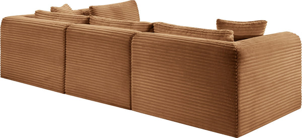 Meridian Furniture Shaggy Corduroy Performance Fabric Modular Sectional Plush Foam Four Piece Living Room 641Saddle-Sec4B