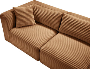 Meridian Furniture Shaggy Corduroy Performance Fabric Modular Sectional Plush Foam Four Piece Living Room 641Saddle-Sec4B