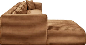 Meridian Furniture Shaggy Four Piece Modular Sectional Corduroy Performance Fabric Cozy Living Room Sofa 641Saddle-Sec4C