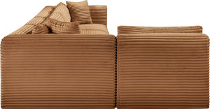 Meridian Furniture Shaggy Five Piece Modular Sectional Corduroy Performance Fabric Living Room Sofa 641Saddle-Sec5B