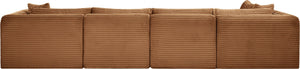 Meridian Furniture Shaggy Five Piece Modular Sectional Corduroy Performance Fabric Living Room Sofa 641Saddle-Sec5B