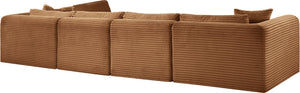 Meridian Furniture Shaggy Five Piece Modular Sectional Corduroy Performance Fabric Living Room Sofa 641Saddle-Sec5B