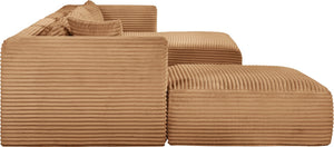 Meridian Furniture Shaggy Five Piece Modular Sectional Corduroy Plush Performance Fabric Living Room Sofa 641Saddle-Sec5E