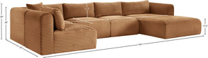 Meridian Furniture Shaggy Five Piece Corduroy Modular Sectional Plush Foam Seating for Living Rooms 641Saddle-Sec5F