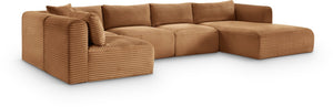 Meridian Furniture Shaggy Five Piece Corduroy Modular Sectional Plush Foam Seating for Living Rooms 641Saddle-Sec5F