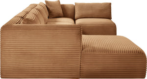 Meridian Furniture Shaggy Five Piece Corduroy Modular Sectional Plush Foam Seating for Living Rooms 641Saddle-Sec5F