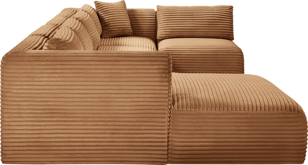 Meridian Furniture Shaggy Five Piece Corduroy Modular Sectional Plush Foam Seating for Living Rooms 641Saddle-Sec5F