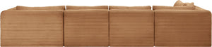 Meridian Furniture Shaggy Five Piece Corduroy Modular Sectional Plush Foam Seating for Living Rooms 641Saddle-Sec5F
