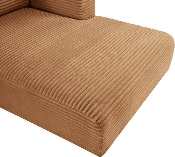 Meridian Furniture Shaggy Five Piece Modular Sectional Corduroy Upholstered Stain Resistant Living Room Sofa 641Saddle-Sec5G