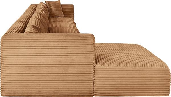 Meridian Furniture Shaggy Five Piece Modular Sectional Corduroy Upholstered Stain Resistant Living Room Sofa 641Saddle-Sec5G