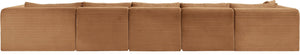 Meridian Furniture Shaggy Five Piece Modular Sectional Corduroy Upholstered Stain Resistant Living Room Sofa 641Saddle-Sec5G