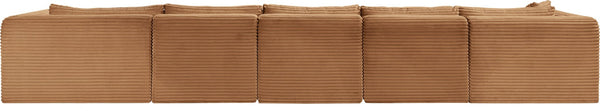 Meridian Furniture Shaggy Five Piece Modular Sectional Corduroy Upholstered Stain Resistant Living Room Sofa 641Saddle-Sec5G
