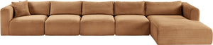 Meridian Furniture Shaggy Five Piece Modular Sectional Corduroy Upholstered Stain Resistant Living Room Sofa 641Saddle-Sec5G
