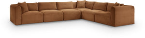 Meridian Furniture Shaggy Six Piece Modular Sectional Corduroy Upholstered Living Room Sofa Set 641Saddle-Sec6A
