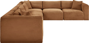 Meridian Furniture Shaggy Six Piece Modular Sectional Corduroy Upholstered Living Room Sofa Set 641Saddle-Sec6A