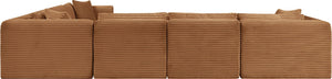 Meridian Furniture Shaggy Six Piece Modular Sectional Corduroy Upholstered Living Room Sofa Set 641Saddle-Sec6A