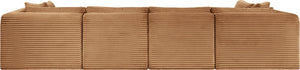 Meridian Furniture Shaggy Six Piece Modular Sectional in Corduroy Performance Fabric for Family Living 641Saddle-Sec6B