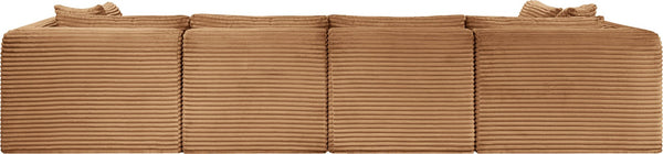 Meridian Furniture Shaggy Six Piece Modular Sectional in Corduroy Performance Fabric for Family Living 641Saddle-Sec6B