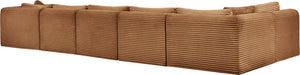 Meridian Furniture Shaggy Six Piece Corduroy Modular Sectional Plush Performance Fabric Living Room Sofa 641Saddle-Sec6C