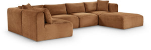 Meridian Furniture Shaggy Six Piece Modular Sectional Corduroy Upholstered Sofa for Spacious Living Rooms 641Saddle-Sec6D