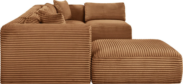 Meridian Furniture Shaggy Six Piece Modular Sectional Corduroy Upholstered Sofa for Spacious Living Rooms 641Saddle-Sec6D