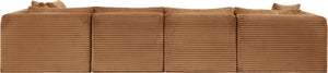 Meridian Furniture Shaggy Six Piece Modular Sectional Corduroy Upholstered Sofa for Spacious Living Rooms 641Saddle-Sec6D