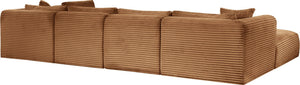 Meridian Furniture Shaggy Six Piece Modular Sectional Corduroy Upholstered Sofa for Spacious Living Rooms 641Saddle-Sec6D
