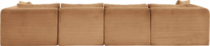 Meridian Furniture Shaggy Six Piece Modular Sectional Wide Wale Corduroy Performance Fabric Living Room Sofa 641Saddle-Sec6E