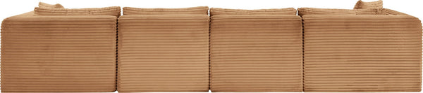 Meridian Furniture Shaggy Six Piece Modular Sectional Wide Wale Corduroy Performance Fabric Living Room Sofa 641Saddle-Sec6E