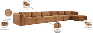 Meridian Furniture Shaggy Six Piece Modular Sectional Corduroy Performance Fabric Living Room Sofa Set 641Saddle-Sec6G