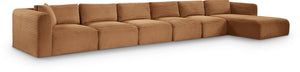 Meridian Furniture Shaggy Six Piece Modular Sectional Corduroy Performance Fabric Living Room Sofa Set 641Saddle-Sec6G