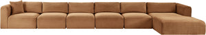 Meridian Furniture Shaggy Six Piece Modular Sectional Corduroy Performance Fabric Living Room Sofa Set 641Saddle-Sec6G