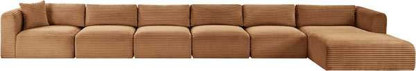 Meridian Furniture Shaggy Six Piece Modular Sectional Corduroy Performance Fabric Living Room Sofa Set 641Saddle-Sec6G
