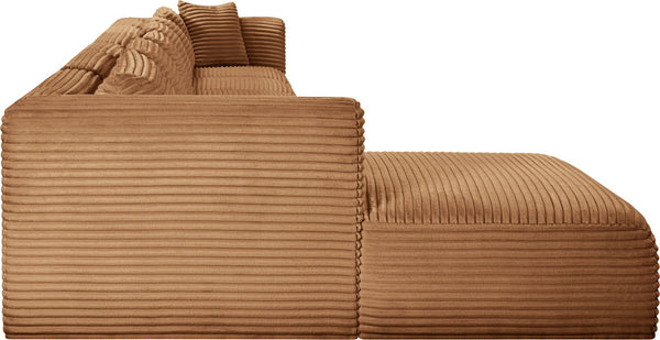 Meridian Furniture Shaggy Six Piece Modular Sectional Corduroy Performance Fabric Living Room Sofa Set 641Saddle-Sec6G