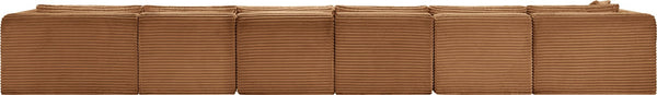 Meridian Furniture Shaggy Six Piece Modular Sectional Corduroy Performance Fabric Living Room Sofa Set 641Saddle-Sec6G