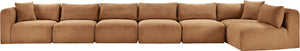 Meridian Furniture Shaggy Seven Piece Modular Sectional Corduroy Upholstered Living Room Sofa Set 641Saddle-Sec7B