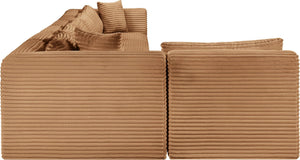 Meridian Furniture Shaggy Seven Piece Modular Sectional Corduroy Upholstered Living Room Sofa Set 641Saddle-Sec7B