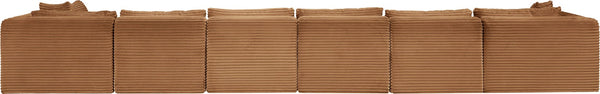 Meridian Furniture Shaggy Seven Piece Modular Sectional Corduroy Upholstered Living Room Sofa Set 641Saddle-Sec7B