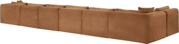 Meridian Furniture Shaggy Seven Piece Modular Sectional Corduroy Upholstered Living Room Sofa Set 641Saddle-Sec7B