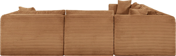 Meridian Furniture Shaggy Corduroy Modular Sectional Seven Piece Performance Fabric Living Room Sofa Set 641Saddle-Sec7D