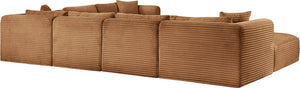 Meridian Furniture Shaggy Corduroy Modular Sectional Seven Piece Performance Fabric Living Room Sofa Set 641Saddle-Sec7D