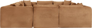 Meridian Furniture Shaggy 8 Piece Modular Sectional Corduroy Performance Fabric Living Room Sofa Set 641Saddle-Sec8A