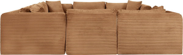 Meridian Furniture Shaggy 8 Piece Modular Sectional Corduroy Performance Fabric Living Room Sofa Set 641Saddle-Sec8A