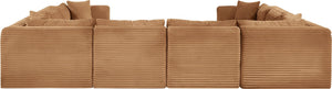 Meridian Furniture Shaggy 8 Piece Modular Sectional Corduroy Performance Fabric Living Room Sofa Set 641Saddle-Sec8A