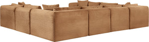Meridian Furniture Shaggy 8 Piece Modular Sectional Corduroy Performance Fabric Living Room Sofa Set 641Saddle-Sec8A
