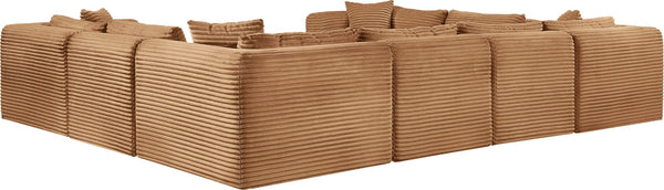 Meridian Furniture Shaggy 8 Piece Modular Sectional Corduroy Performance Fabric Living Room Sofa Set 641Saddle-Sec8A