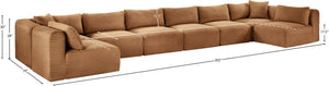 Meridian Furniture Shaggy Corduroy Modular Sectional 8 Piece Performance Fabric Living Room Sofa Set 641Saddle-Sec8B