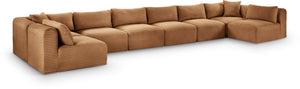 Meridian Furniture Shaggy Corduroy Modular Sectional 8 Piece Performance Fabric Living Room Sofa Set 641Saddle-Sec8B
