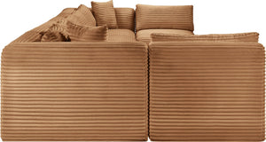 Meridian Furniture Shaggy Corduroy Modular Sectional 8 Piece Performance Fabric Living Room Sofa Set 641Saddle-Sec8B